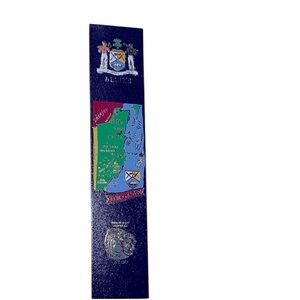 Black Leather Bookmark with Colorful Map Design